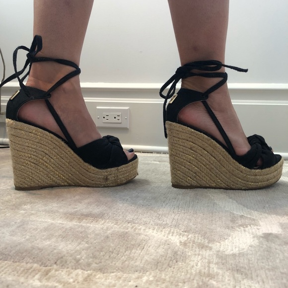 Halston Heritage Black Espadrille Wedges - Picture 5 of 8